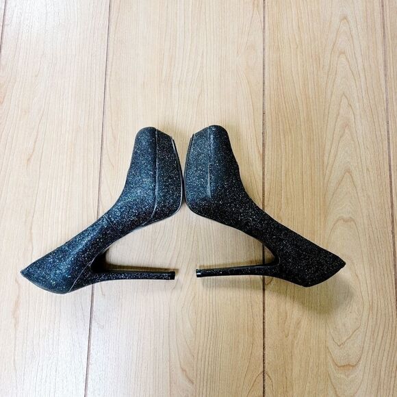 BAKERS MELINA BLACK GLITTER PLATFORM SHOES - Picture 14 of 15
